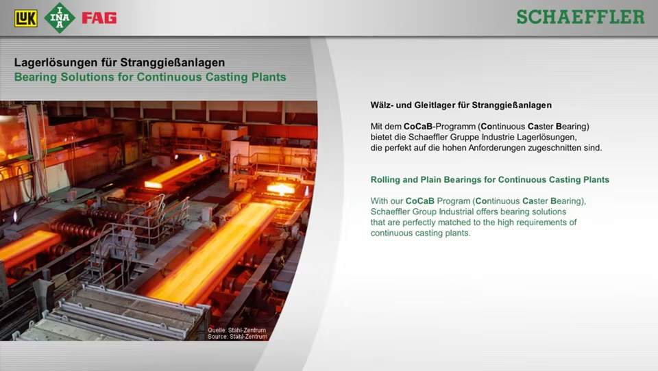 Rolling and Plain Bearings for Continuous Casting Plants