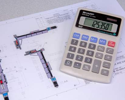 A calculator and a diagram
